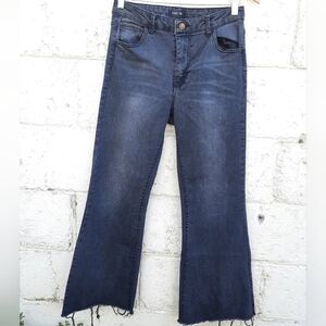 C'est Toi Black Label High-Rise Flare Raw Hem Denim Jeans Size 9 28 x 27 Black